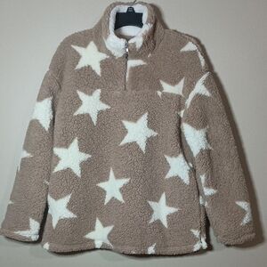 Altar'd State 1/4 Zip Sherpa Jacket With Stars